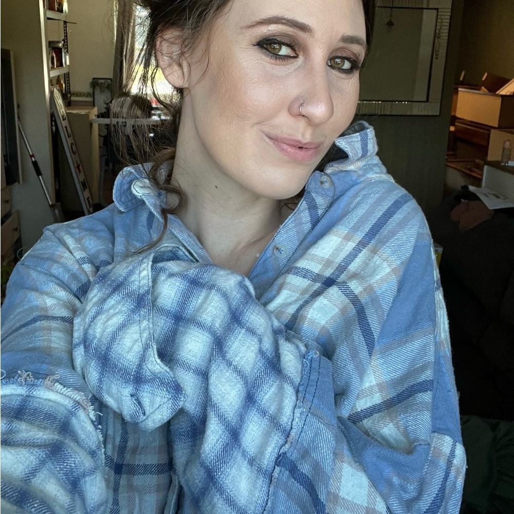 BDG Light Blue and plaid